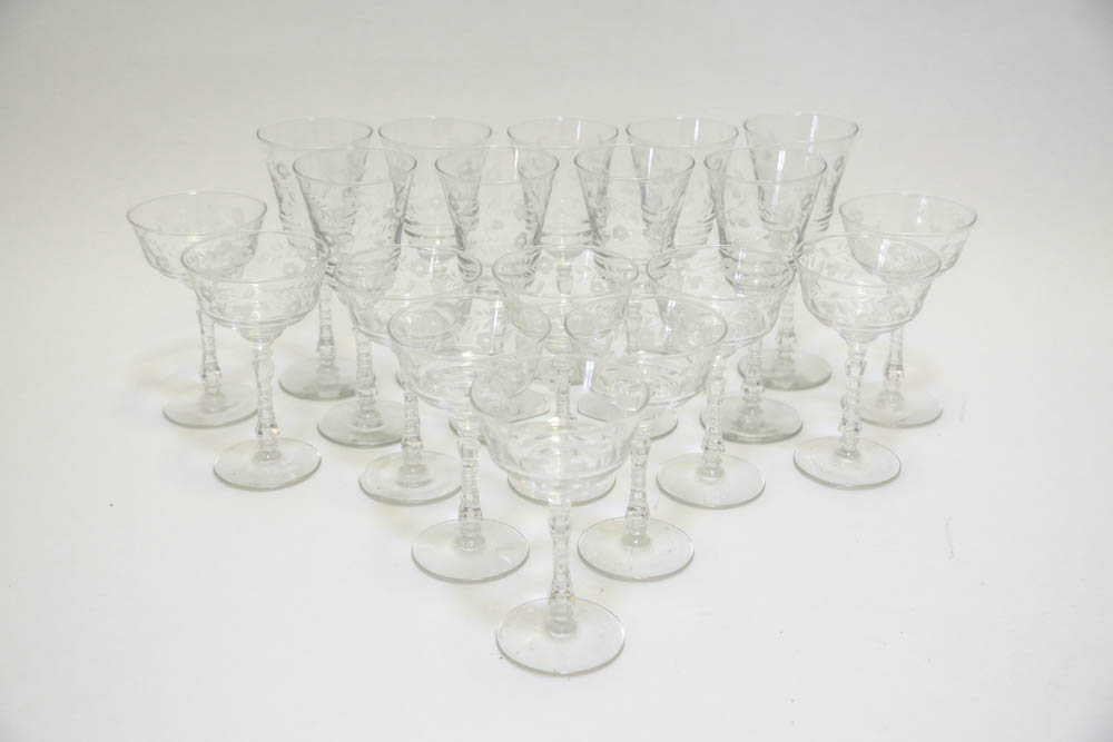 Large Collection of Floral Stemware EBTH